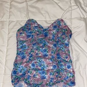 No Boundaries Purple And Blue floral Tank Top